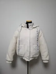 アイボリー ボア フリース フード ショート ジャケット