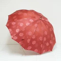 傘 LANVIN COLLECTION ランバンコレクション USED美品　ワインレッド ローズ ロゴ 高級 ジャガード  エレガント 55cm  A3608