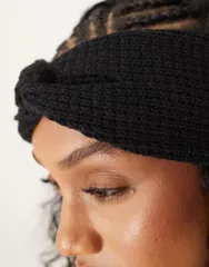 エイソス レディース アクセサリー ヘアアクセサリー ニット ASOS DESIGN textured knit headband Black ブラックのサムネイル
