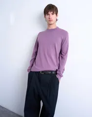 トップマン メンズ アウター ニット・セーター クルーネック ニット Topman essential knit crew neck PURPLE パープルのサムネイル