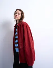 トップショップ レディース アウター ジャケット・ブルゾン スエード ジャケット Topshop real suede CF zip up jacket orange オレンジ