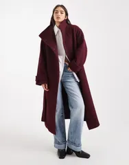 エイソス レディース アウター ジャケット・ブルゾン コート ASOS DESIGN cozy longline formal coat Burgundy バーガンディ