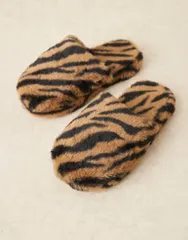 エイソス レディース シューズ サンダル プリント ASOS DESIGN Zina closed toe slippers in tiger print Tiger アニマルのサムネイル