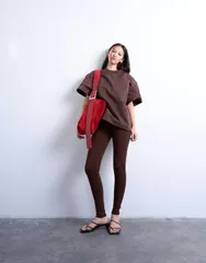 トップショップ レディース ボトムス レギンス Topshop full length heavyweight leggings in chocolate CHOCOLATE BROWN ブラウンのサムネイル