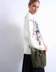 トップショップ レディース バッグ スエード Topshop Colette real suede bucket bag Khaki カーキ