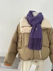 ポロ ラルフローレン パープル ケーブル ニット マフラー