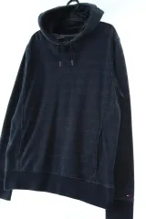 (L-XL) トミーヒルフィガー フード付きTシャツ ストライプ 起毛 アメカジ-16D3A