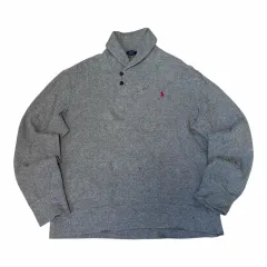 ポロラルフローレン レッドポニー グレー ショールカラー コットン ニット