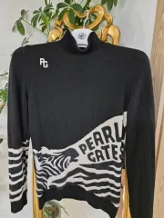 PEARLY GATES ブラック タートルネック 防風ニット