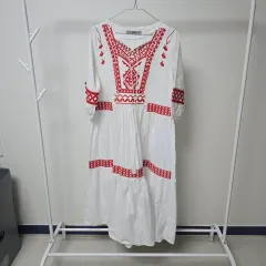 8seconds 白 レッド 刺繍 Long ワンピース