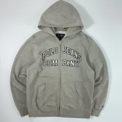 Polo ポロ ジーンズ カンパニー Spellout 刺繍 グレー フードジップアップ