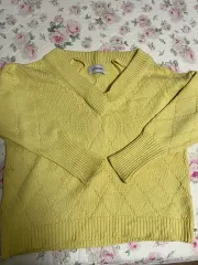 オフショルダー ニット トップス イェロー