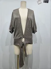 クリスチャン・ディオール ブラウン ニット リボン結び カーディガン