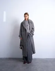 トップショップ レディース アウター コート Topshop unlined soft brushed throw on longline coat in charcoal CHARCOAL チャコーのサムネイル