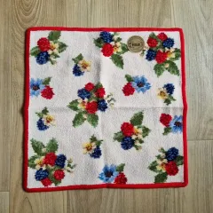 日本からの輸入 FEILER フラワーパターン ハンカチ レッド リム