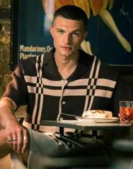 トップマン メンズ トップス ポロシャツ リラックスフィット シャツ ニット Topman relaxed fit knit shirt with plaid design BROWN ブラウンのサムネイル