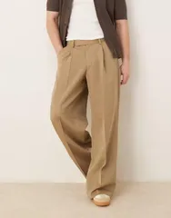 エイソス メンズ ボトムス カジュアルパンツ パンツ ASOS DESIGN loose fit dress pants with front pleats in charcoal CAMEL キャメル