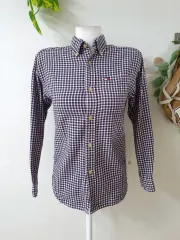 トミーヒルフィガー チェック 冬シャツ フロントポケット 66 ネイビー M