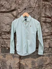 ポロ ラルフローレン ヴィンテージ オックスフォード ストライプ シャツ グリーン スリムフィット ウーマン レディース