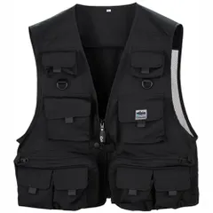 新品 [エクセル] フィッシングベスト ブラック/カーキグリーン M/L/LL/3L 釣り アウトドア キャンプ カメラマン 防災ルアー 速乾 軽量 耐滑 通気性 国内釣具メーカー Celacanz NFC-2170 (JP アルファベット M ブラック