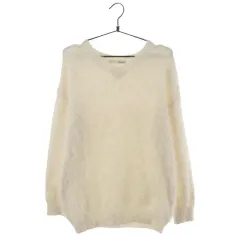 ヴィンテージ アンゴラ Vネック ニット 白 ラブリー