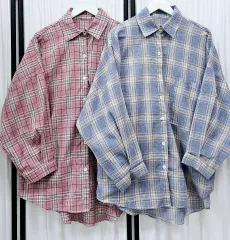 (新品) オーバーサイズ CHECK シャツ チェック柄 ルーズフィット シャツ ロング丈 アシンメトリー