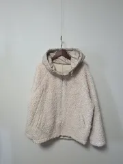 レディース) J STUART ボア フリース ジップアップ フーディー アイボリー