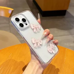 【新品】 iPhone 15 用 ケース クリア ラメ入り きらきら リボン ピンク 立体的 韓国 かわいい りぼん デコ デザイン ギャル 人気スマホケース 透明 可愛い オシャレ シンプル ribbon 0のサムネイル