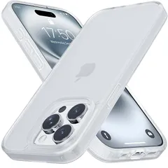 【新品】 iPhone15 Pro ケース マットクリア TPU+PC 半透明 耐衝撃 滑り止め 指紋防止 米軍MIL規格 黄変防止 ワイヤレス充電対応 スマホケース iPhone 15 Pro [WHTMM] 1