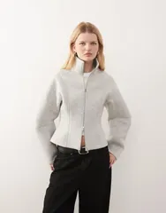 モンキ レディース アウター ジャケット・ブルゾン Monki cinched jacket Gray グレーのサムネイル