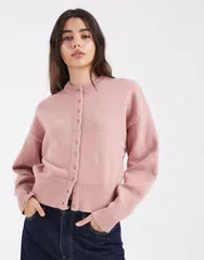 デイジーストリート レディース アウター カーディガン Daisy Street fitted waist cardigan in mauve ピンク