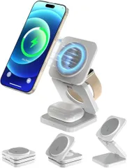ワイヤレス充電器 3-in-1 マグネット式 折り畳み式 Qi対応 急速充電 軽量 5W/7.5W/10W/15W対応iPhone16/15/14/13/12/iWatch Ultra2/Ultra/SE/10/9/8/7/6/5/4/3/A 5dd93531