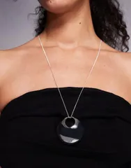 マンゴ レディース アクセサリー ネックレス・チョーカー・ペンダントトップ レース Mango featuring Kaia Gerber pendant necklace tone SILVER シのサムネイル