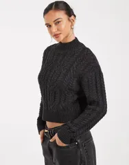 コットンオン レディース アウター ニット・セーター Cotton cable knit sweater in charcoal heather Charcoal marle チャコール