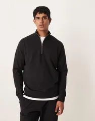エイソス メンズ アウター パーカー・スウェット ハーフジップ シャツ ASOS DESIGN breatheMAX quarter zip sweatshirt part of a set Black ブラック