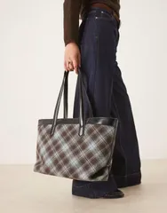 エイソス レディース バッグ ASOS DESIGN check tote bag in multi マルチカラーのサムネイル