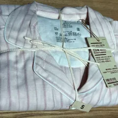 MUJI レディース 長袖 パジャマ S (ベビーピンク ストライプ) 新品