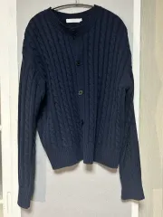 シグネチャー ケーブル カーディガン ネイビー M