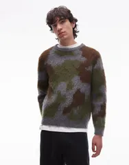 グラミチ メンズ アウター ニット・セーター Gramicci knit mohair jumper in digital camo Multi マルチカラーのサムネイル
