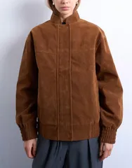 トップショップ レディース アウター ジャケット・ブルゾン スエード Topshop faux suede bomber jacket with nehru collar in tan タンのサムネイル
