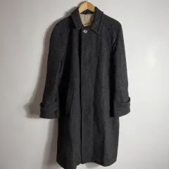 90s ヴィンテージ DARK GRAY ウール ロングコート (40)