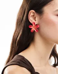 アクセサライズ レディース アクセサリー ピアス・イヤリング Accessorize statement lotus flower earrings RED レッドのサムネイル