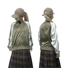 日本 ヴィンテージ カーキ 白 スタジャン オーバーサイズ ジャケット XL