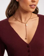 アクセサライズ レディース アクセサリー ネックレス・チョーカー・ペンダントトップ レース Accessorize faux pearl tbar collar necklace GOLD ゴールド