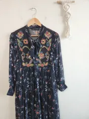 ZARA エスニック ベイズリー パータン シフォン ONE PIECE S (55-66)