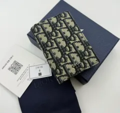 新品 25SS ディオール 2段 カード ホルダー ベージュ & ブラック ディオール オブリーク