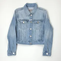 マリテフランソワジルボー コットン クロップド デニムジャケット ライトブルー-インディゴ (S)