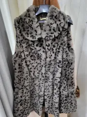 ヒョウ柄 ファー ベスト レックスファー