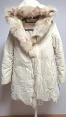 フード ファー アイボリー ダウン コート