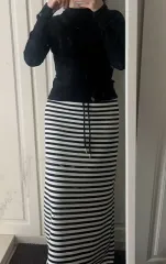 起毛 ストライプ ロング丈スカート